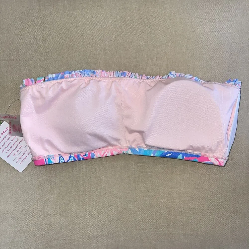 NWT Lilly Pulitzer Salsa Ruffled Bandeau Bikini Light Pascha Pink Aquadesiac 8 - Picture 5 of 5